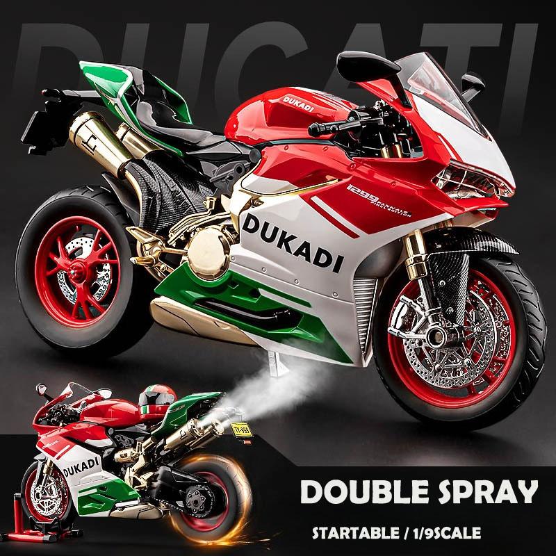 Simulation Spray 1:9 Ducati 1199 Super Motorcycle Alloy Model Diecast Collection Miniature Voiture Gift for Boyfriend Home Decor