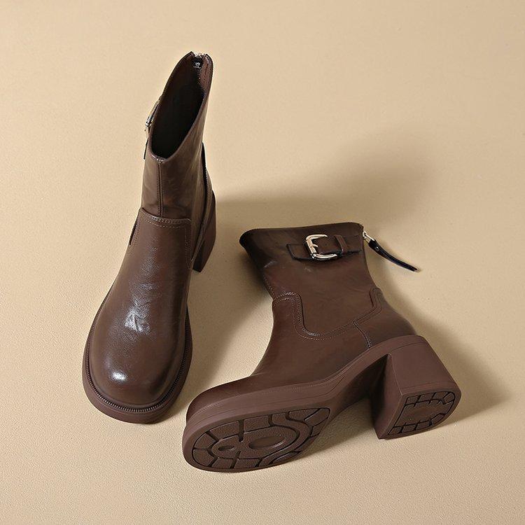 

Маленькие ботинки Мартин на толстой подошве для женской осени и зимы, новые, с толстым каблуком Майярда, на высокой платформе, в британском стиле, универсальные, с ремешком и пряжкой, короткие ботинки 40 коричневый