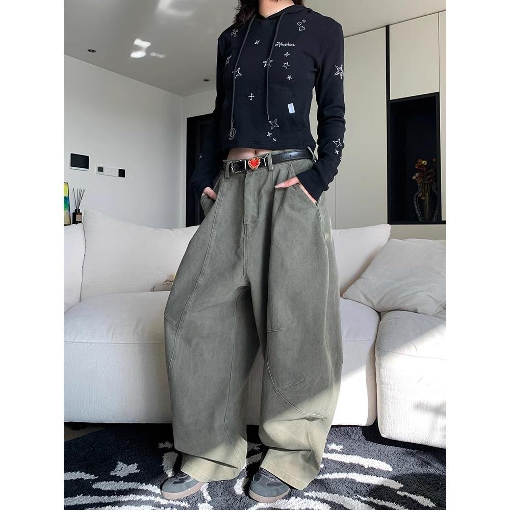

2024 Unisex Retro Scimitar Silhouette Wide-Leg Casual Overalls 3XL хакі
