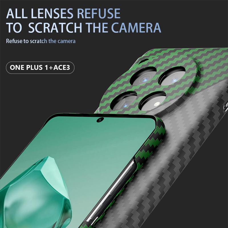 For OnePlus 12R 5G/Ace 3 5G Case Hard PC Phone Cover Splicing Carbon Fiber Texture