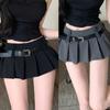 Dámská krátká sukně s vysokým pasem Sexy a módní pikantní dívčí skládaná sukně do A s páskem Poloviční sukně