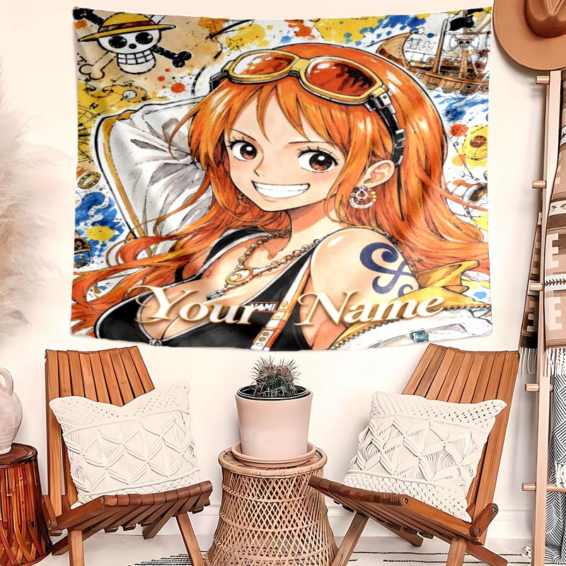 Personalized Name Nami Tapestry, Wall Hanging Tapestry, Pattern Tapestry for Dorm Bedroom Living Room Wall Art Photography Backdrop