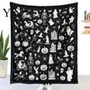 Personalisierbare Samt-Kunstdecke Halloween DIY Maldecke, Überwurf mit Geistermustern, Waschen Sie Ihre eigene gemütliche Decke zum Ausmalen für Erwachsene und Kinder,