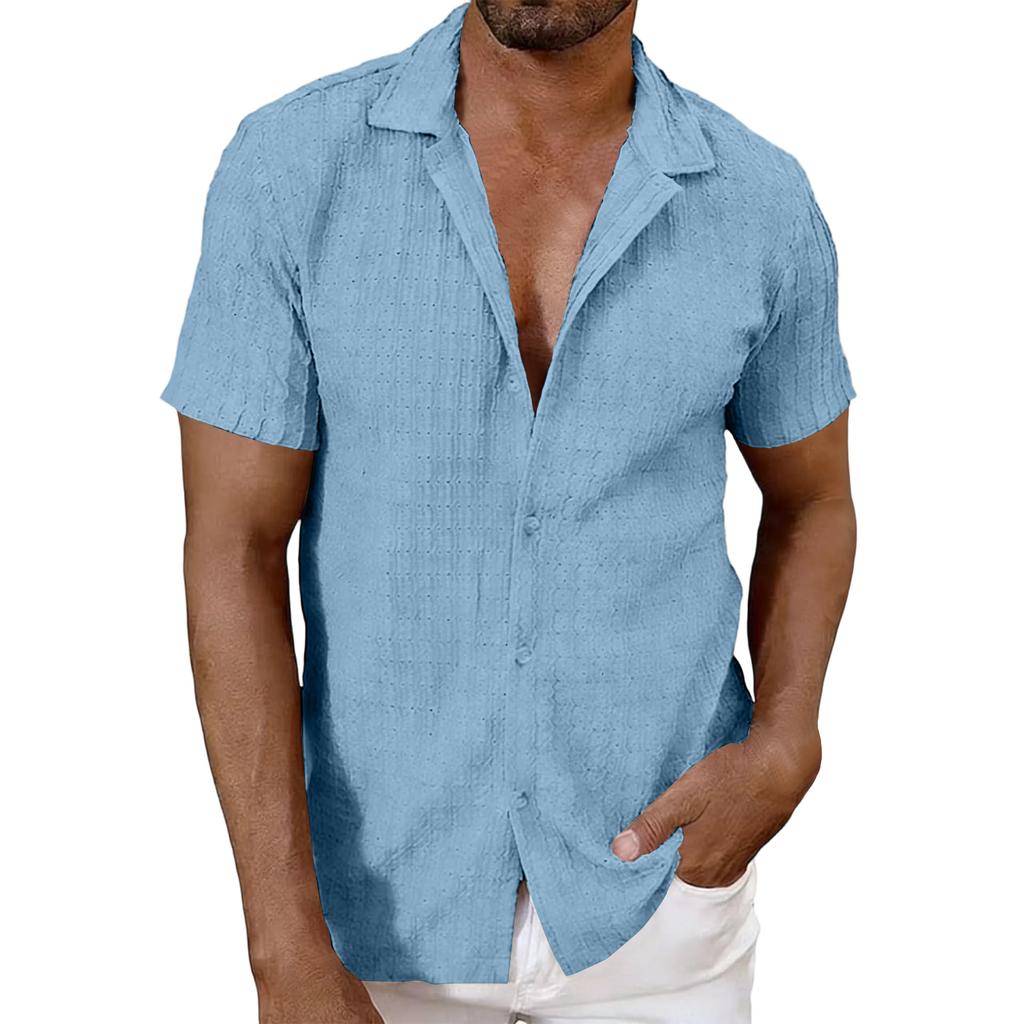 Men's Short,sleeved Top, European And American Knitted Hollow,out Breathable Cool Casual Shirt