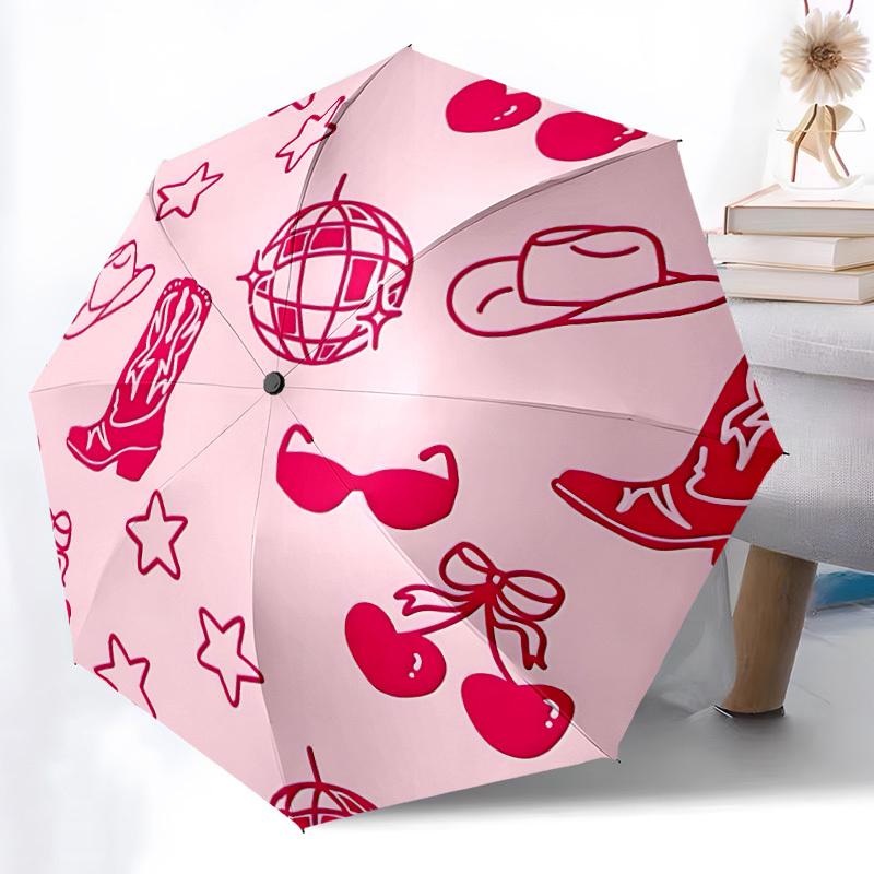 1pc Cowgirl Vibes Automatic Open/close Folding Umbrella, Compact Portable Travel Umbrella, Durable Construction Yy251230139