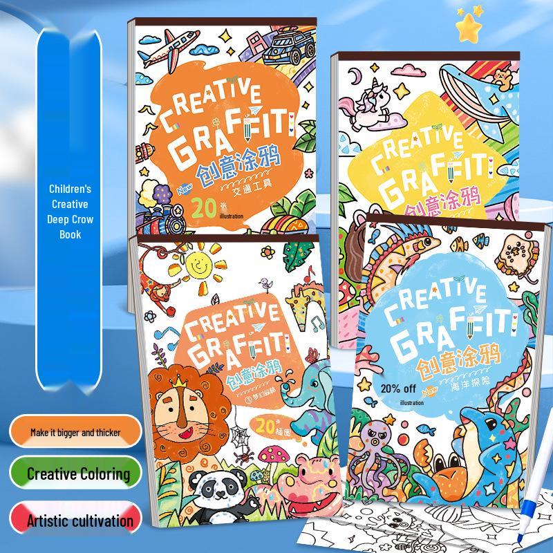 Kids' Art & Doodle Book: Thickened Hand-Painted Coloring for Kindergarten & Primary