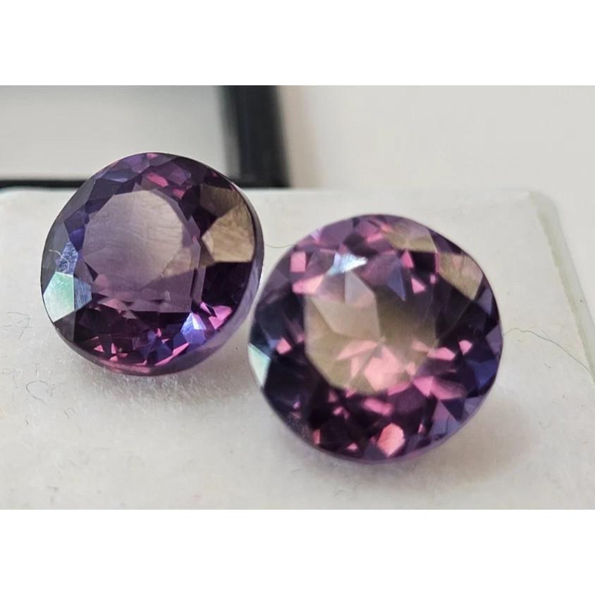 Beautiful Natural Color Change Alexandrite 10-11 Ct Round Cut Pair Gemstone