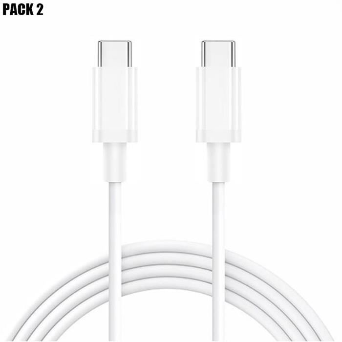 Câble Type-C vers Type-C - BOOLING - 1M - Recharge rapide - Compatible Samsung - Lot de 2