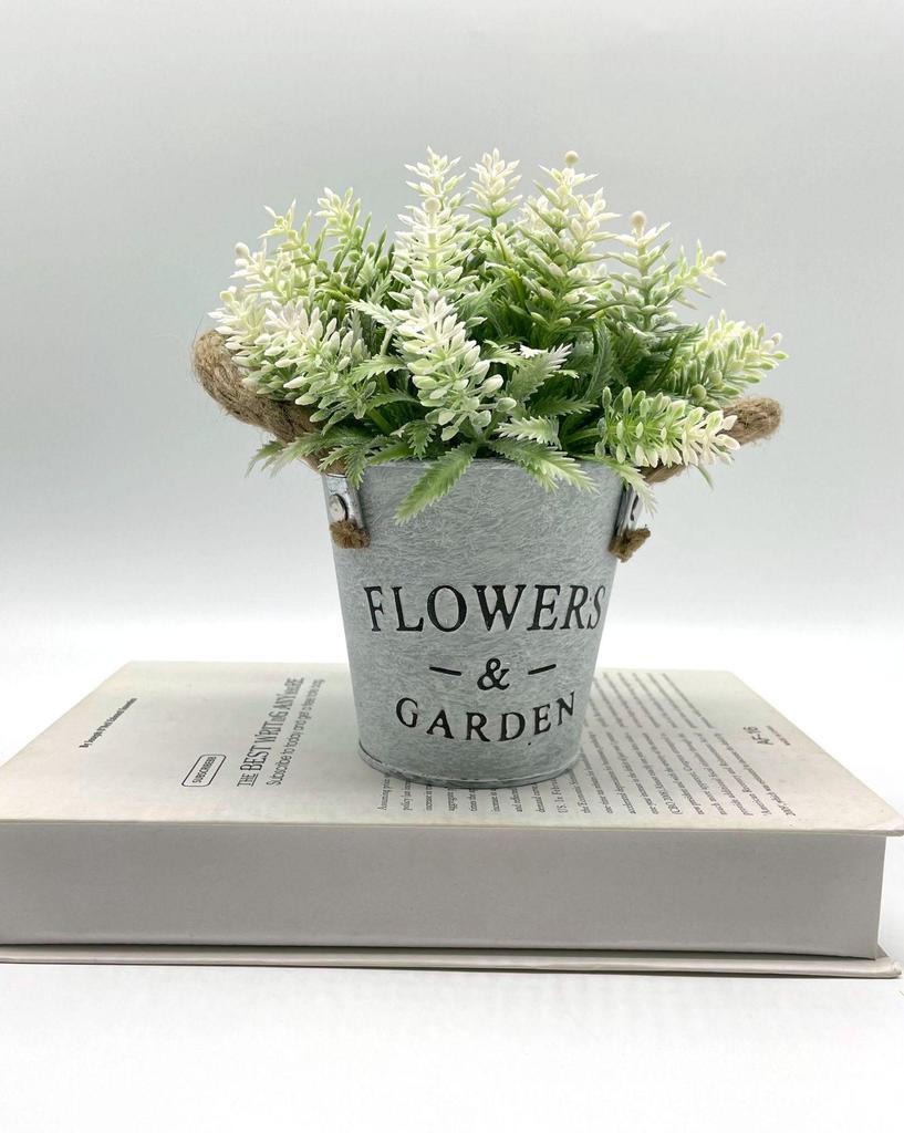 Nordic Lavender Bonsai In Retro Tin Bucket - Artificial Plant for Home Decoration Display