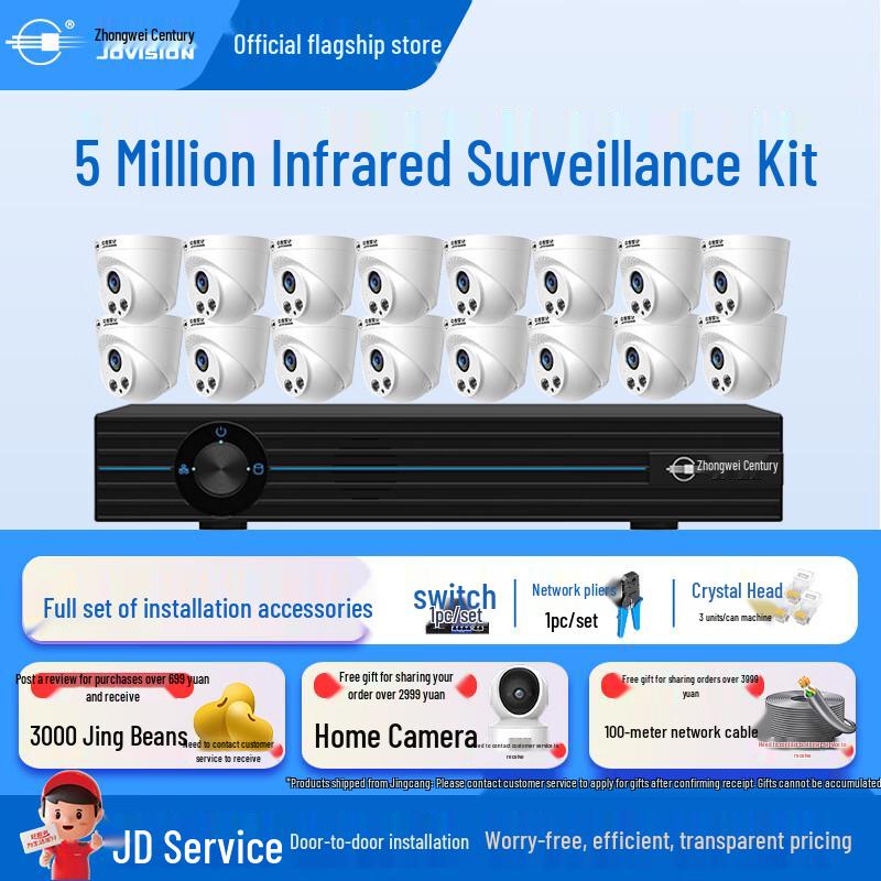 JOVISION 5MP Full-Color Indoor PoE Surveillance Kit CN plug (adapter included)