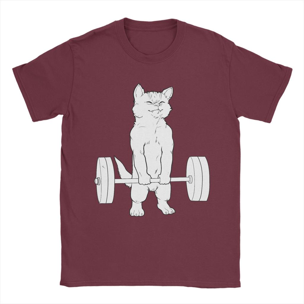 Cat Deadlift Powerlifting T Shirt Summer  Pure Cotton TShirts For Men Harajuku Casual Tee Shirt ShortSleeved Y2K Funny Tops