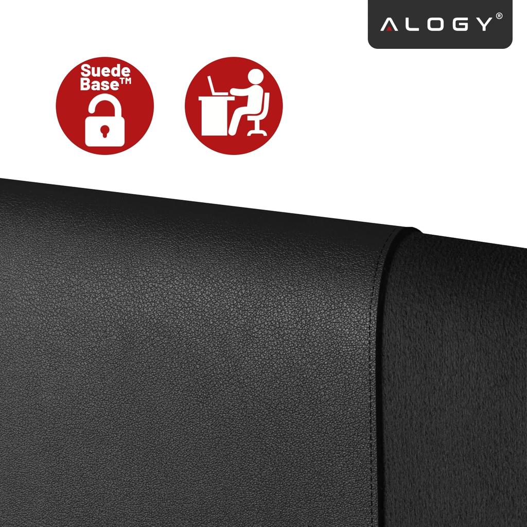 Podkładka Na Biurko 80×40 Cm - Antypoślizgowa Mata Ochronna Z Eleganckiej Ekoskóry Pu, Pod Mysz I Klawiaturę, Stylowa I Trwała - Alogy Workmat™ Czarna