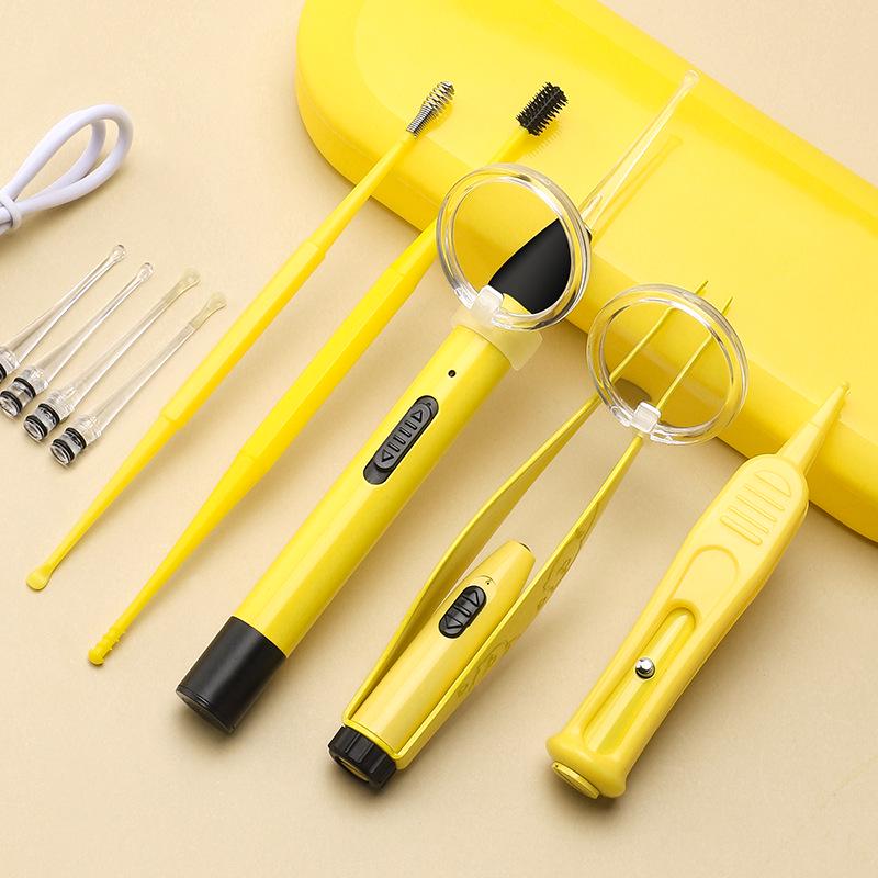 LED Ohrreinigungsset für Kinder: Leuchtendes Ohrstäbchen, Baby-Pinzette mit Licht & Wiederaufladbares Weichspitzen-Werkzeug