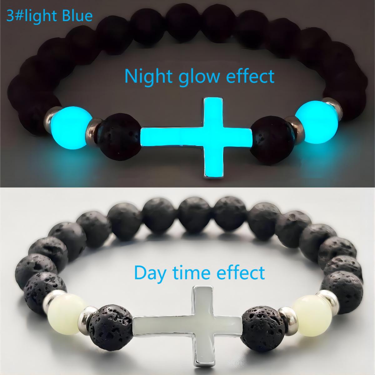 

Летний натуральный вулканический камень светящийся ретро браслет, разноцветный светящийся крест-бусина браслет ювелирные изделия