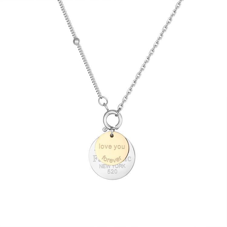 Korean version of popular necklace female couple Mori gift collarbone chain letter round superposition creative love