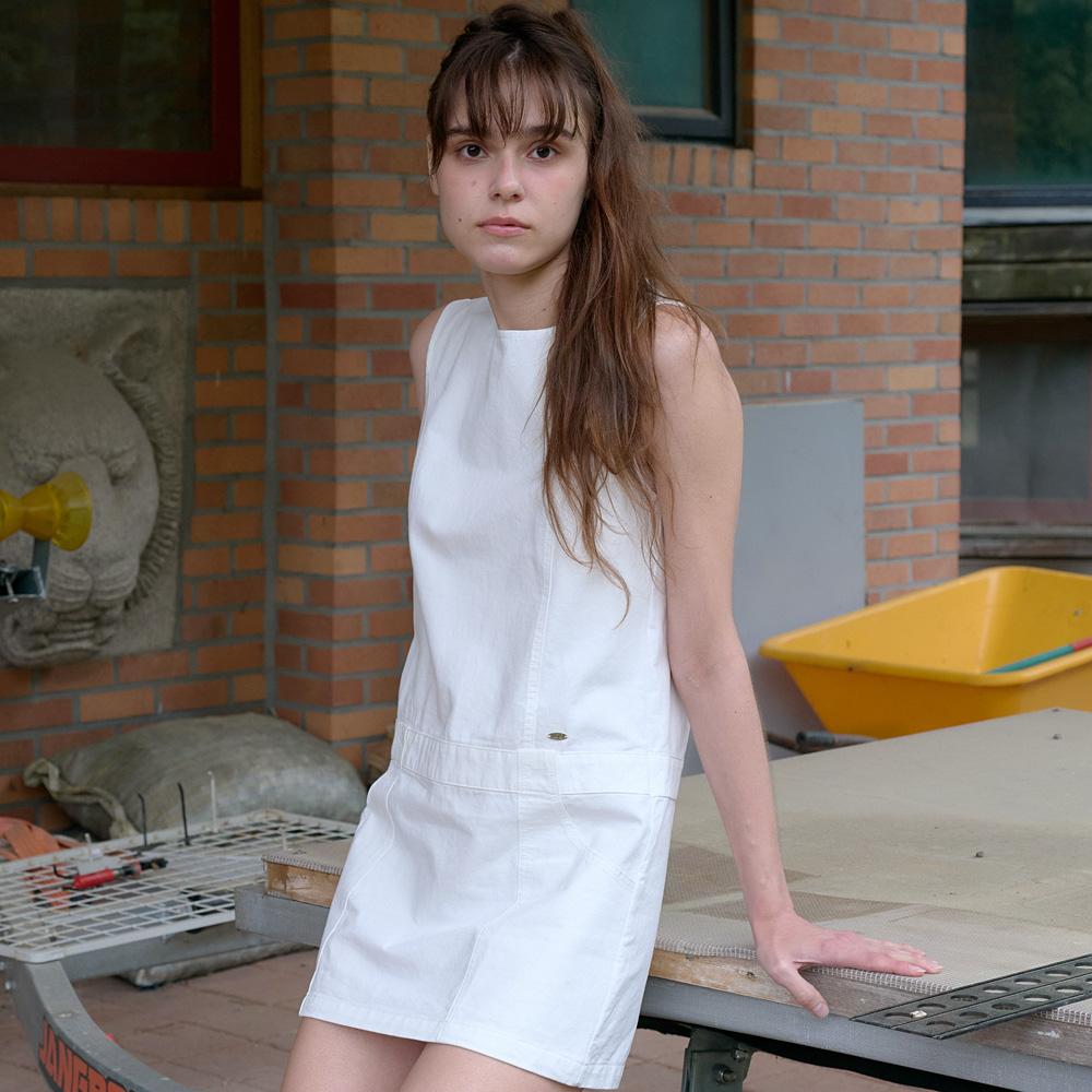 Elssibeui Cotton Flat Mini Dress_White