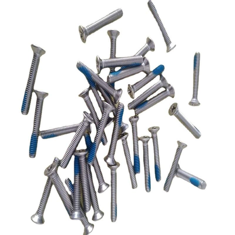 304 Stainless Steel Phillips Flat Head Self-Tapping Screw with KM Anti-Loosening - Adhesive Dispensing, Sizes M2-M4.