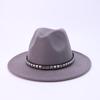 New Western Cowboy Hat Autumn and Winter New Flat-brimmed Wool Top Hat Men's and Women's Versatile Fashion Jazz Hat