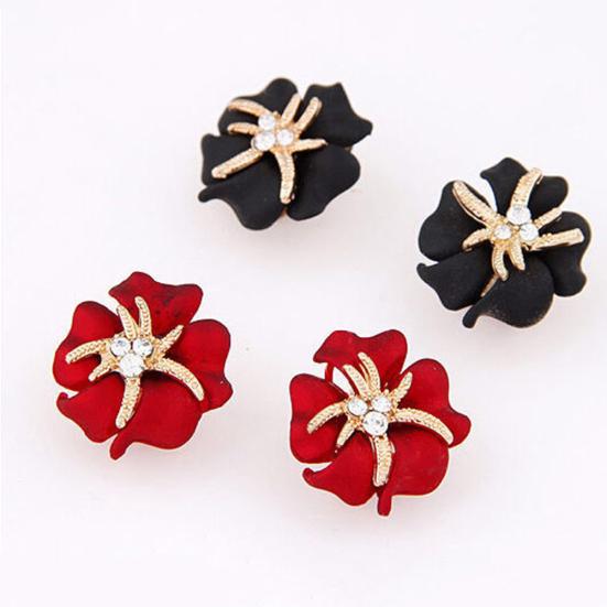 Elegant Flower Sea Star Shiny Rhinestone Ear Stud Earring Wedding Bridal Jewelry