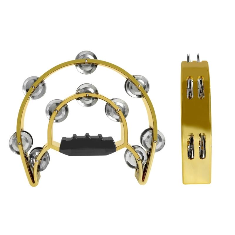 Tambourine Metal Jingles Hand Held Percussion Half-Moon Tambourine for Kid-Early Education,Adult,KTV,Party Entertainment