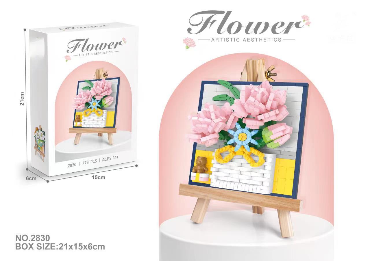 

block easel Mini Building Set for children girls gift flower bouquet mirco Brick particle building blocs Desktop Model for Adult
