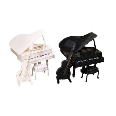 Miniature Wooden Grand Piano Cello Musical Instrument Dollhouses Furniture Set Scene Display Educational Toy For Children