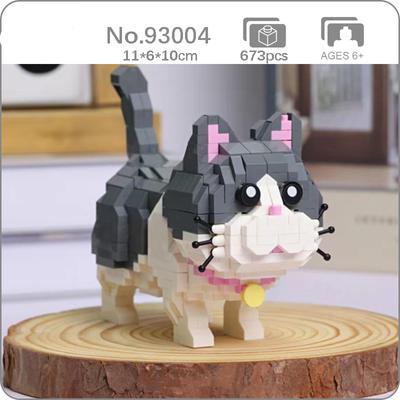 93004 Tierwelt Perserkatze Kätzchen Glocke Halsband Haustier Puppe DIY Mini Diamant Blöcke Ziegel Gebäude Spielzeug für Kinder keine Box