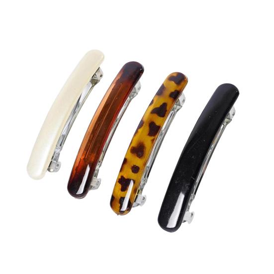 4Pcs French Style Hairpins Tortoiseshell Design Women Hair Clips with Metal Springs Lightweight Hair Accessories
