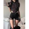 European & American High-Waisted Lace-Up Hollow Sexy Hot Pants