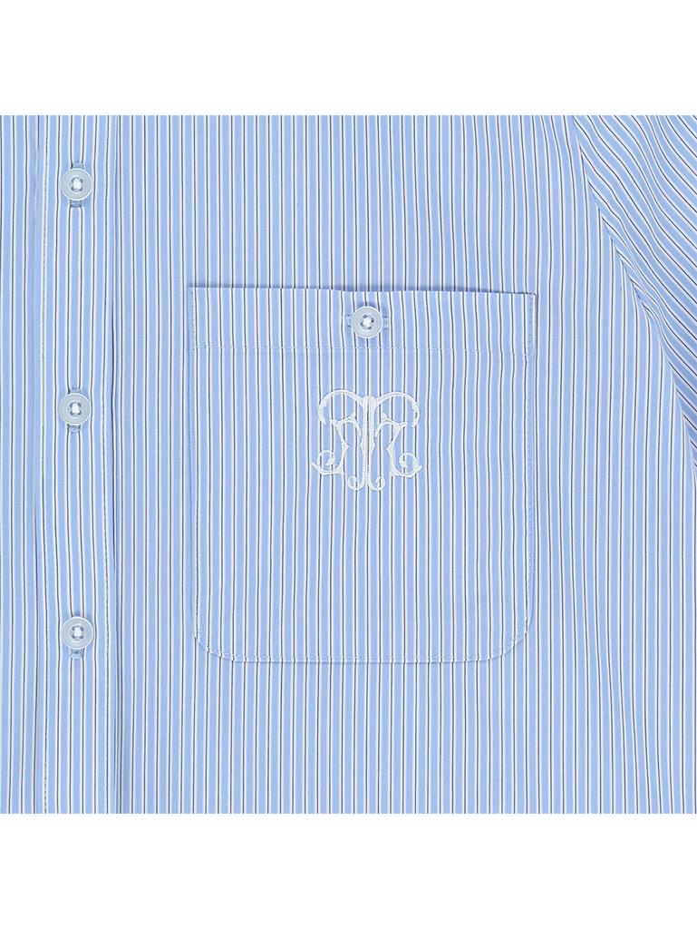 TUOMIO Round Collar Emblem Shirt [Baby Blue]