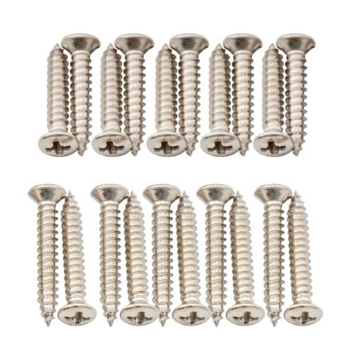 Musiclily Ultra 2.5x15mm+2.5x18mm Stainless Steel Threaded Screws for M-Backer Escutcheon Electric Guitar/Bass, Nickel (Pack of 20)
