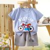 Set di Abbigliamento Estivo per Bambini Set T-shirt a Maniche Corte con Stampa di Animali Cartoni Animati Pantaloncini 2 Pezzi per Bambini e Bambine Morbido Cotone Abbigliamento Casual Quotidiano per Bambini