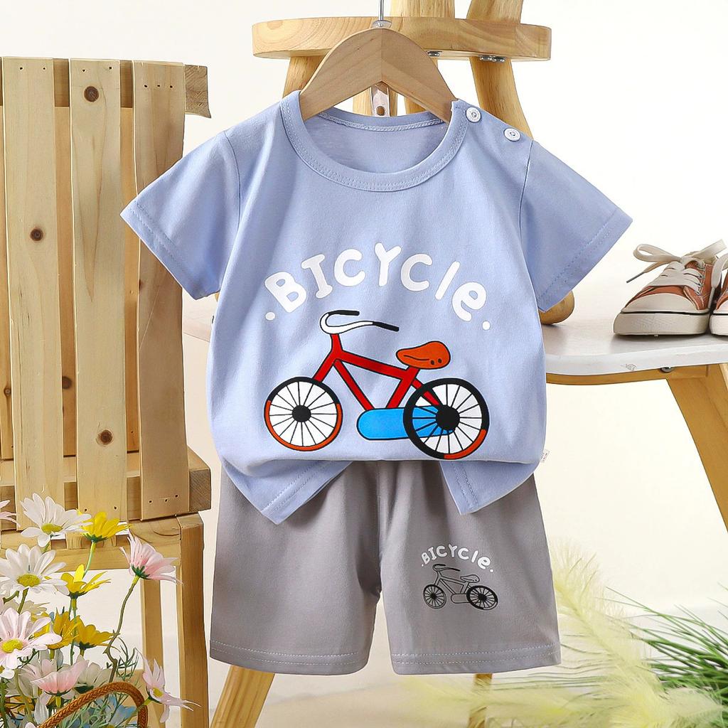 Set di Abbigliamento Estivo per Bambini Set T-shirt a Maniche Corte con Stampa di Animali Cartoni Animati Pantaloncini 2 Pezzi per Bambini e Bambine Morbido Cotone Abbigliamento Casual Quotidiano per Bambini