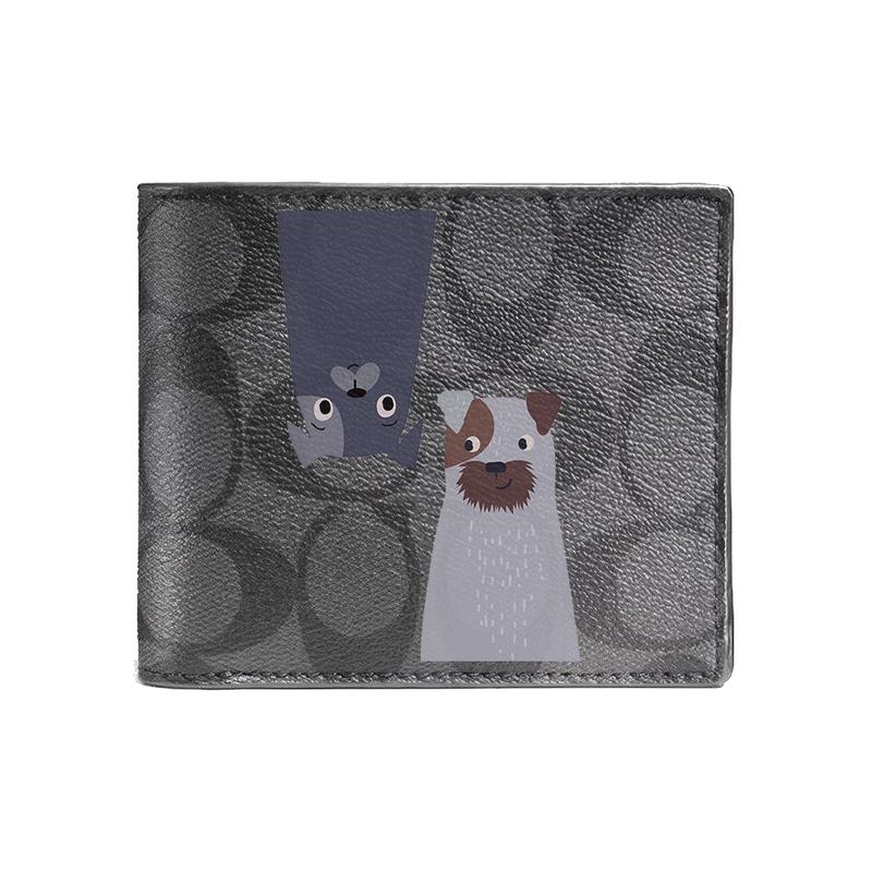

COACH [Customized bag] 3 IN 1 Wallet Made of Magnolia Relief Printed Short Three-in-One Wallet Wallet Same Style for Men and Women Couples Black Ergou чорний