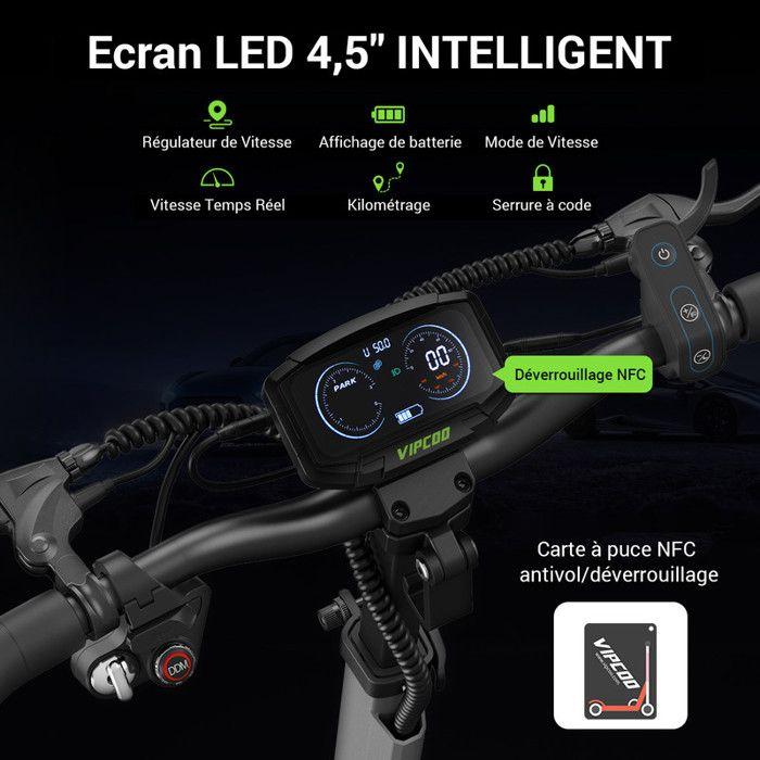 Trottinette Electrique Pliable 10'' Ecran LED 4,5'' 1000W 55km Autonomie 3 Vitesse 45km/h Max Batterie 48V/18,2Ah Scooter Adulte
