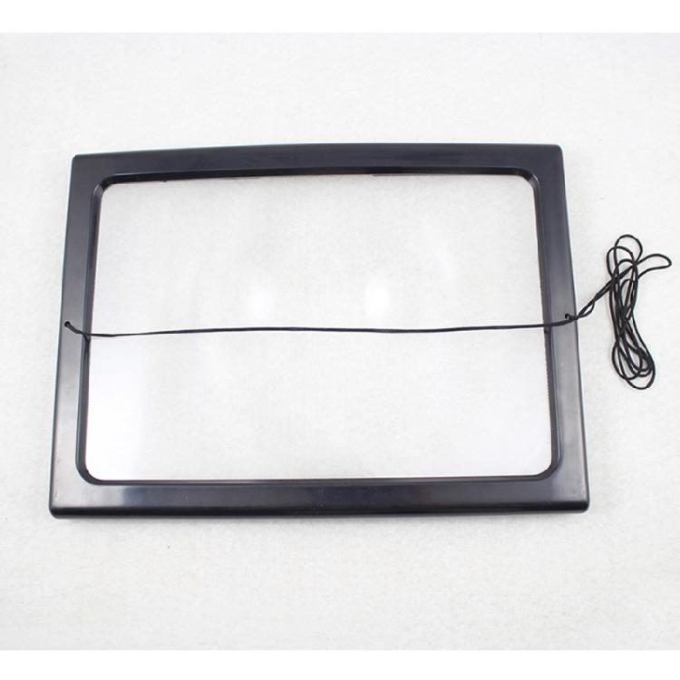 Glass Hands-Free Large Rectangular Desktop Reading Magnifying Glass with 4 LED