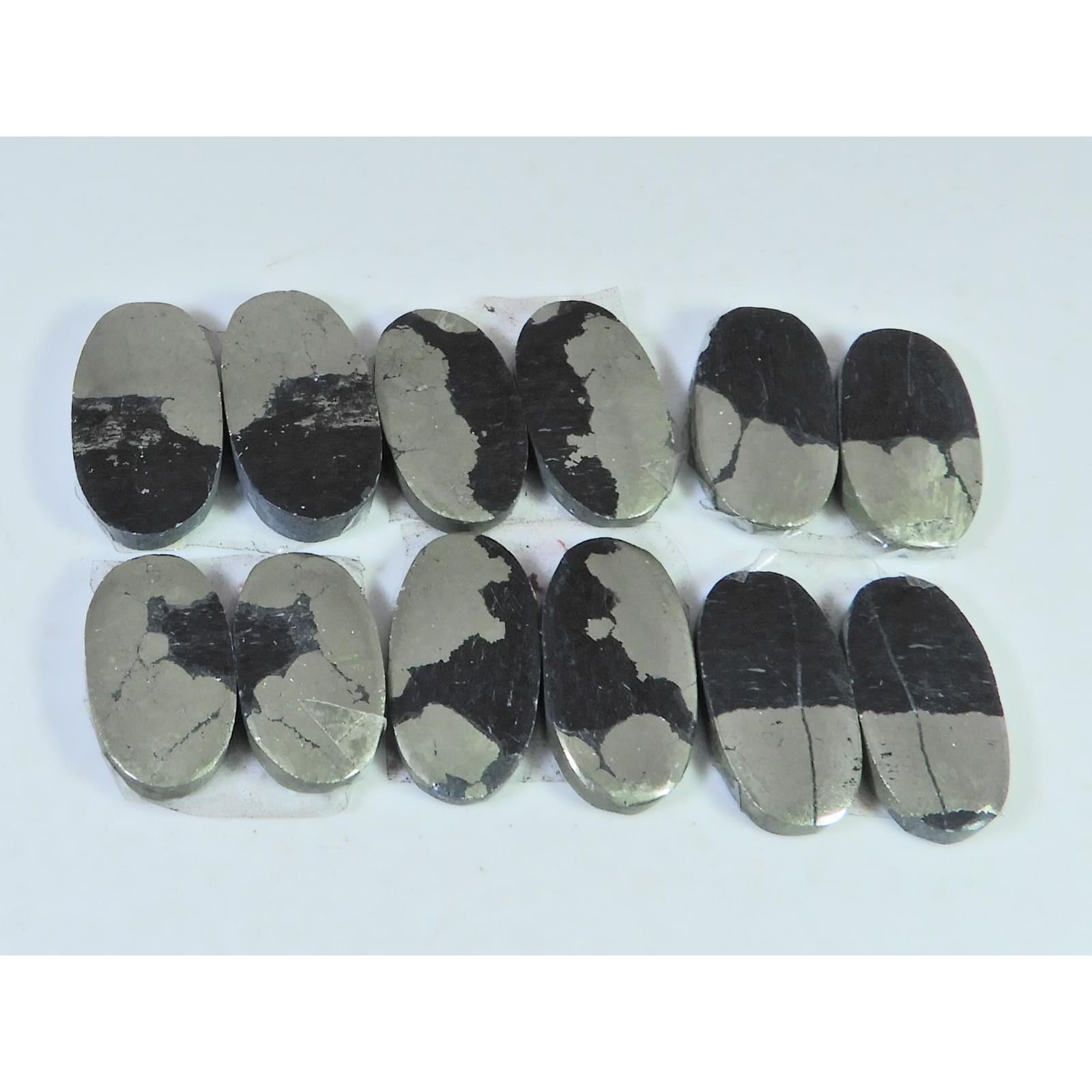 Natural Apache Gold Pyrite Matched Pair Oval Loose Gemstone 6Pair Lot 223Cts C-1329