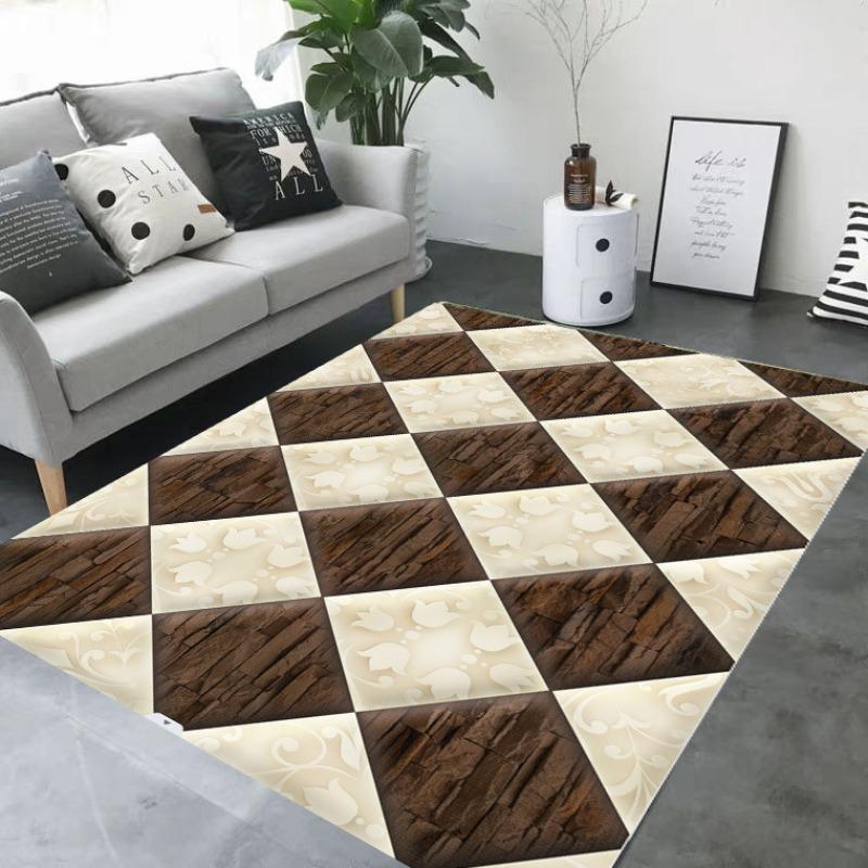3D Printed Geometric Pattern Carpet Nordic Minimalist Design Living Room Mat Rug Home Decoration Gold Accent Sofa Floor Decor