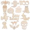 6Pcs Halloween Wooden Crafts Spider Pumpkin Ornament For Halloween Home Party Hanging Decorations Kids DIY Painting Gifts