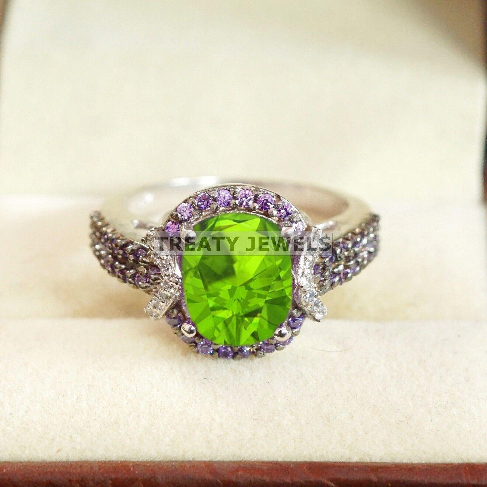 

Peridot Oval Cut Gemstone With 925 Sterling Silver Ring For Men s #B463 JL375683895981 4-16 US срібний