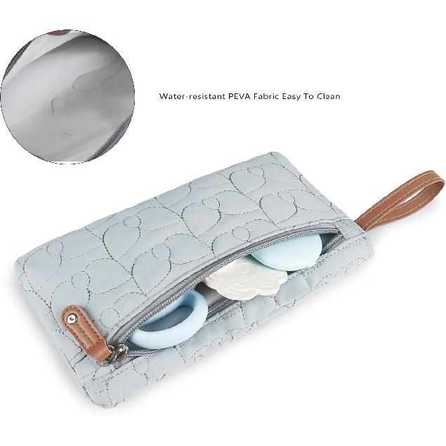 MOMIGO Teething Toys Bag - Baby Pacifier Bibs Organize Storage Pouch Cover Bags for Travel Outdoor (Blue)