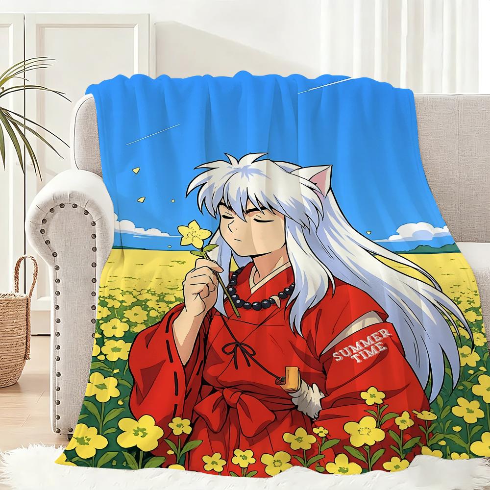 Comics Inuyasha Throw Lightweight 240g Flannel Blanket Soft Skin-friendly for Summer Cooling