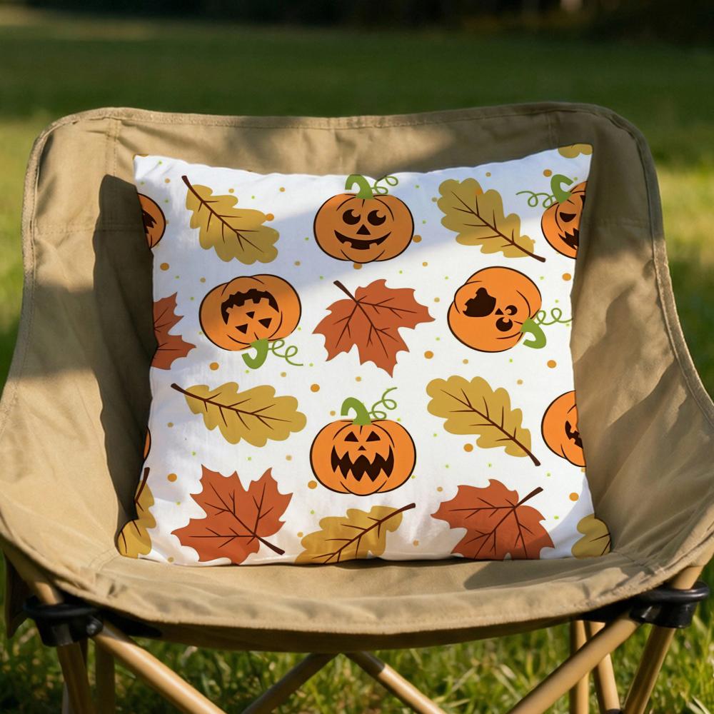 Cute Halloween Scary Pumpkin Cushion Cover Soft Reversible  Durable Pillow Cover  MultiScene Use for Home  Car Daily Comfort