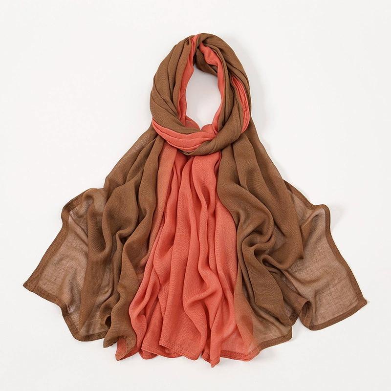 12PCS/LOT Gradiente Cotton Rayon Hijab Scarf High Quality Plain Soft Ombre Muslim Woman Modal Shawls Headscarf Headwraps