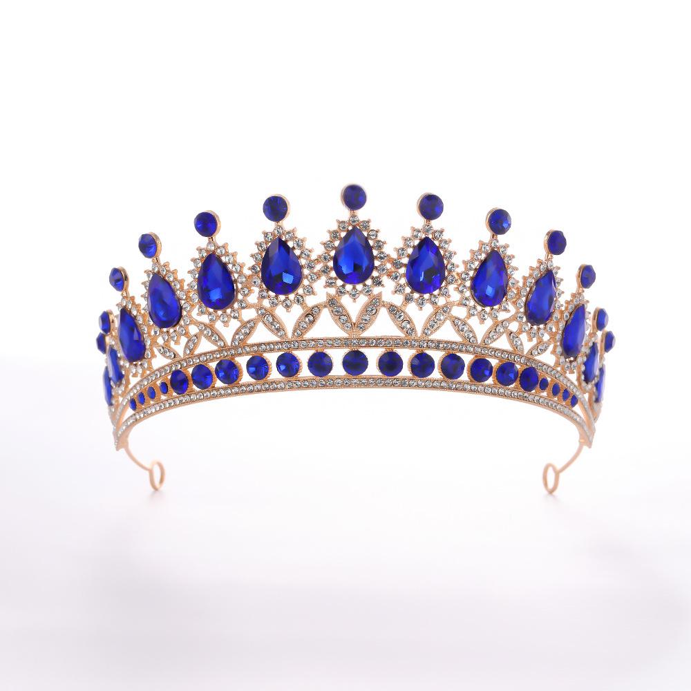 European and American Water Diamond Bride's Crown Hair Accessory Luxurious Wedding Court Baroque Gemstone Crown