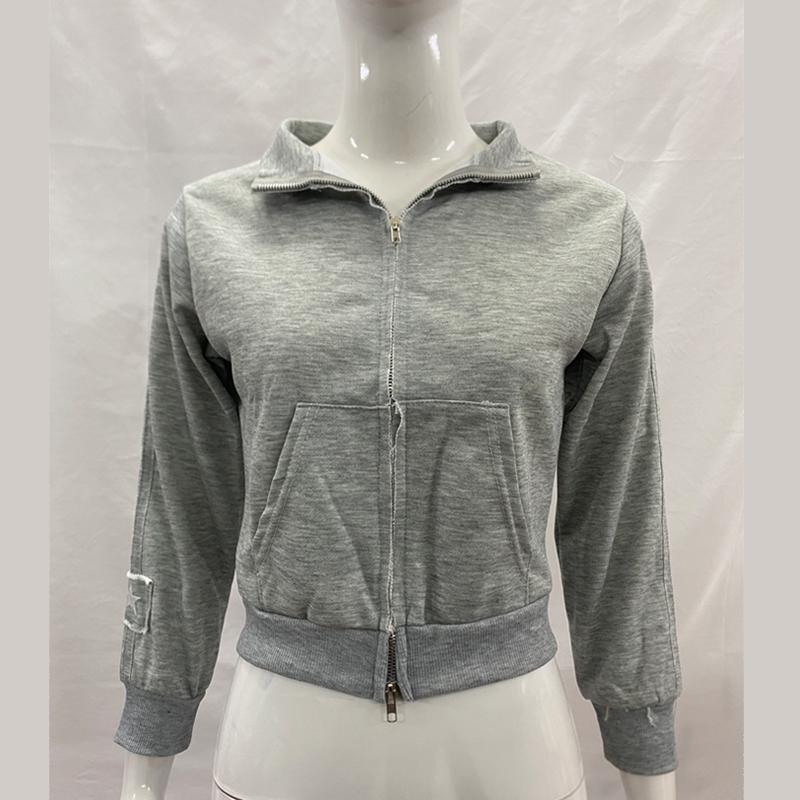 

Европейская и американская повседневная приталенная куртка на молнии с вышивкой-патчем «острая девушка» XL