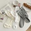Season Milk White Socks Medium Tube Socks Bow Versatile Stack Socks Black