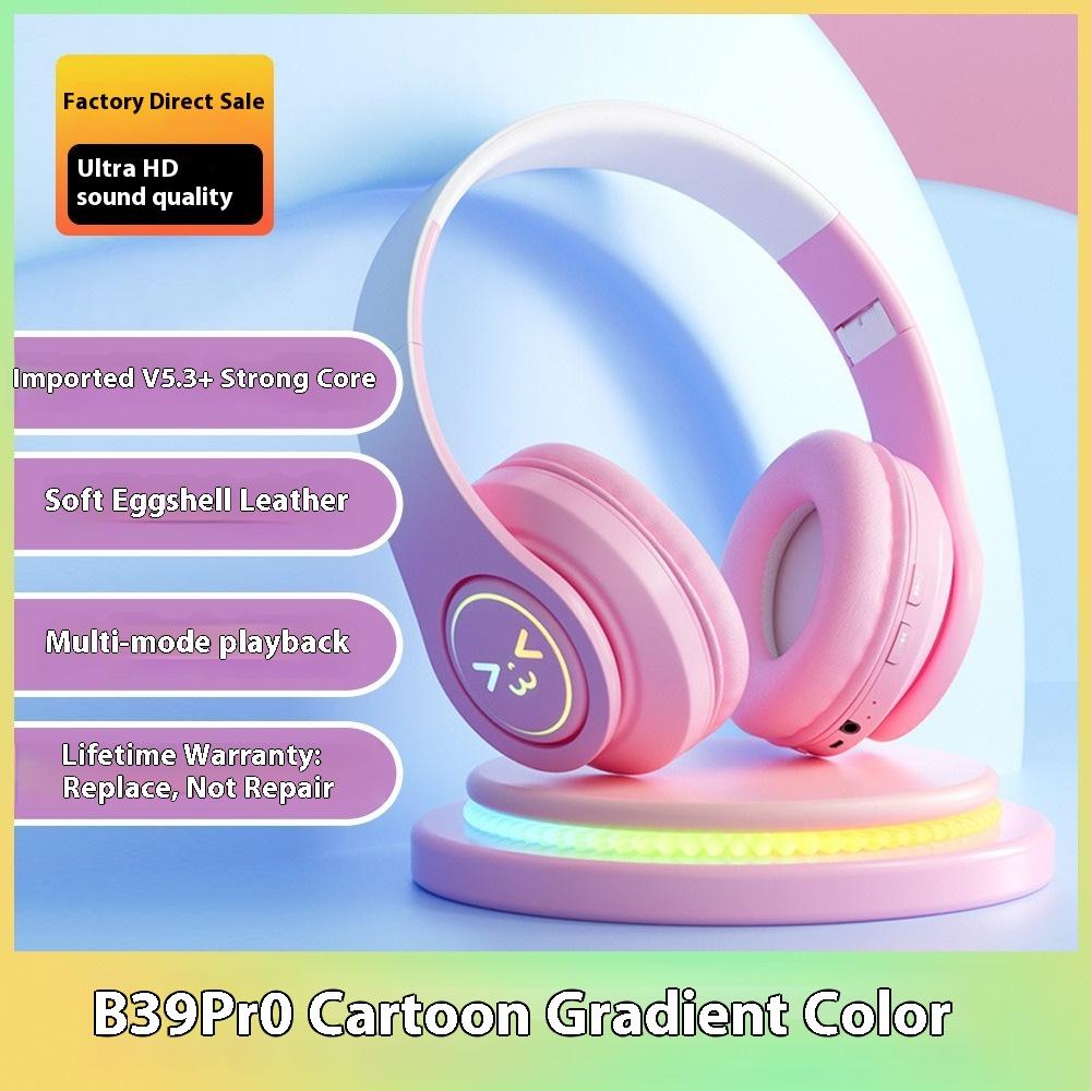 Gradual Color Change Bluetooth Headset Headset Subwoofer Colorful Luminous Wireless Headset Game Ear