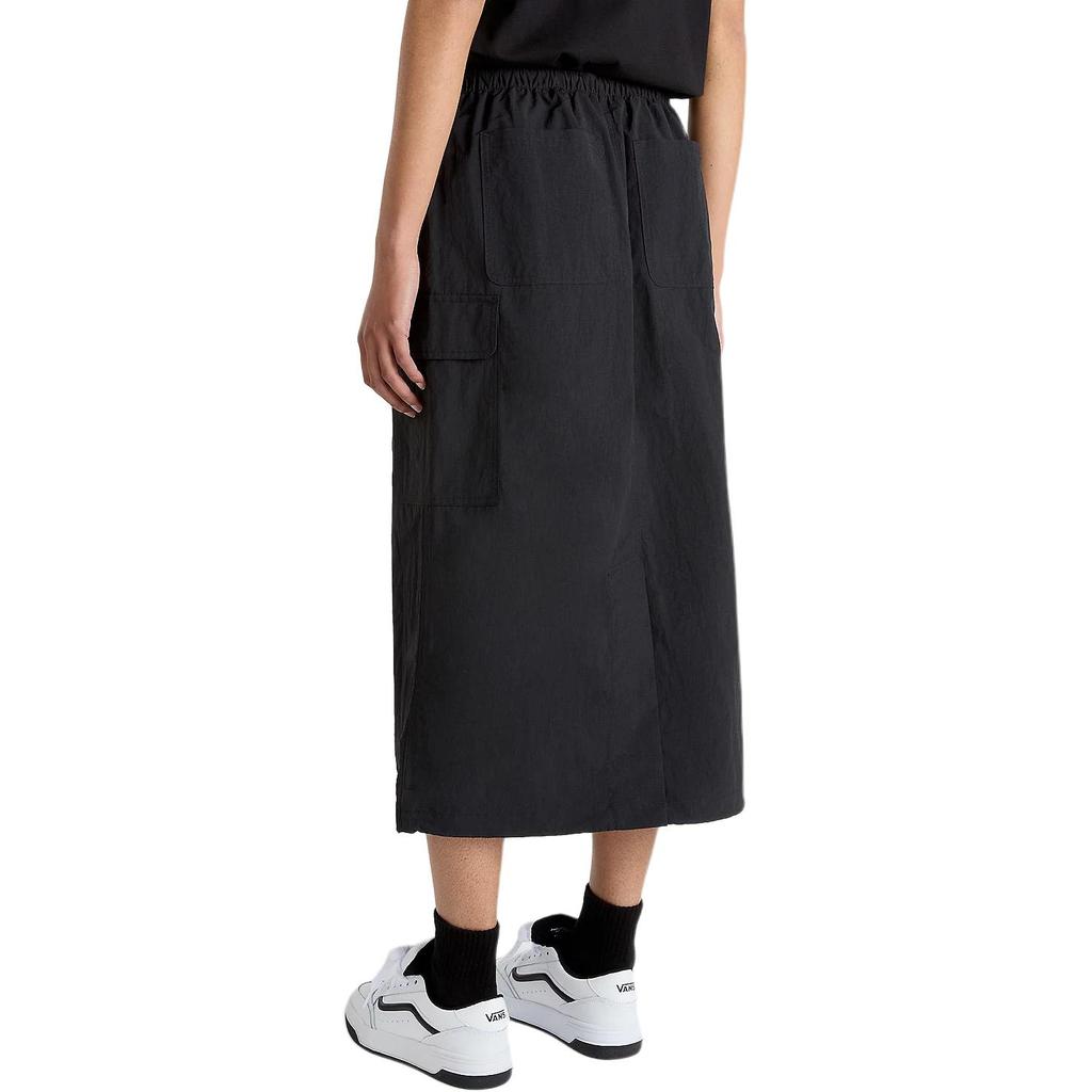 Vans Riley Parachute Cargo Skirt Loose Versatile Solid Color Mid Waist Midi Casual Skirt Women Skirts Black VN000HQBBLK