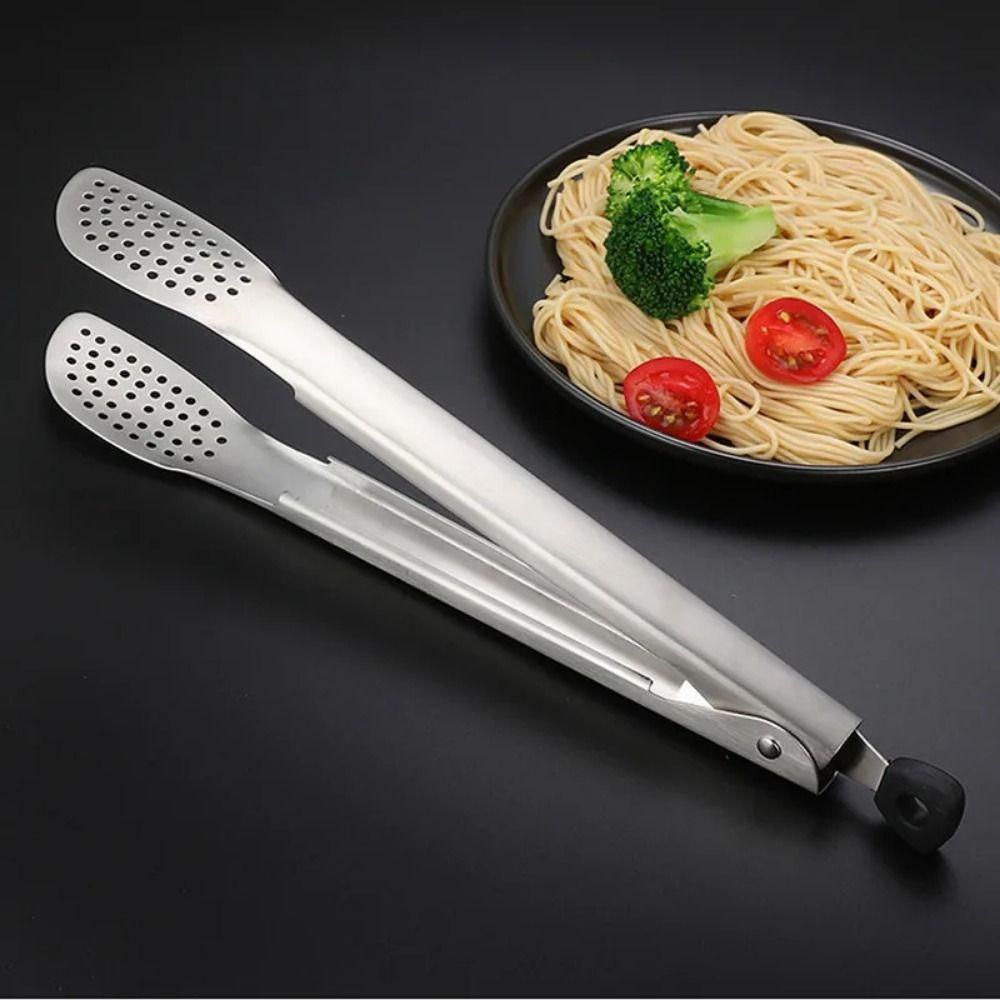 Stainless Steel Outdoor BBQ Clamps Long Handle Kitchen Cooking Clip Food Tongs  Home Kitchen
